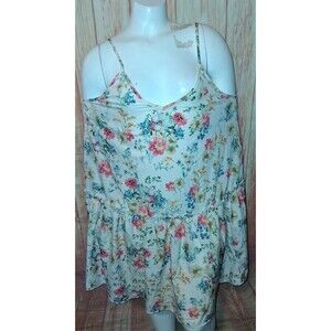 Unbranded Floral V-neck Tank Dress Short Sz 2X